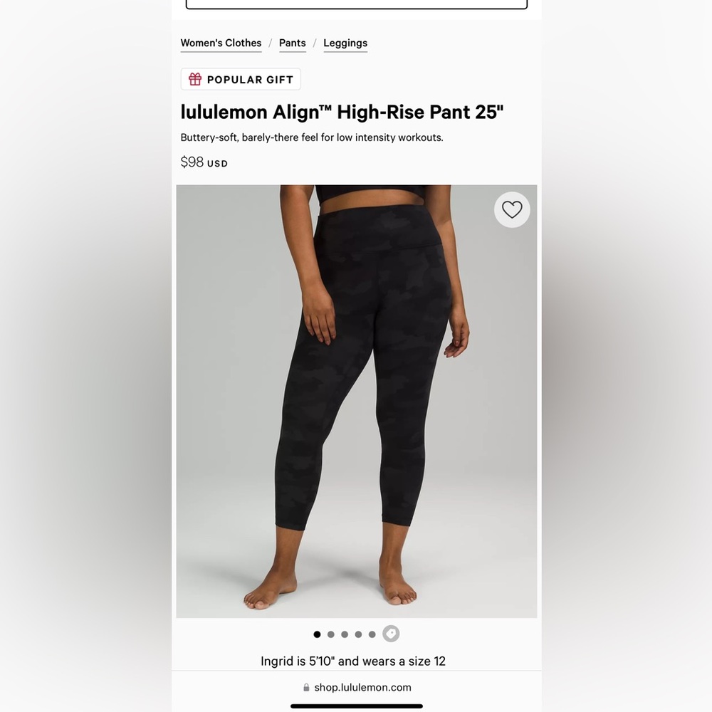 Lululemon align high rise camo leggings size 8